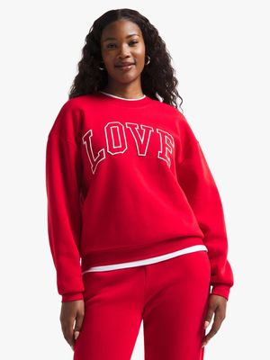 Women's Red Graphic Print Sweat Top