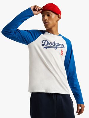 MLB Men's LA Dodgers White/Blue Long Sleeve T-Shirt