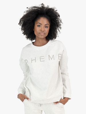 Women's PHEME Oatmeal Fleece Slouchy Crew Neck Sweatshirt