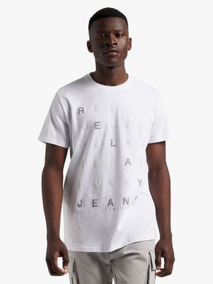 Men's Relay Jeans Slim Fit Tonal Repeat Graphic White T-Shirt