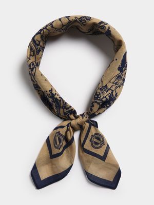 Fabiani Men's Cream City Scape Neck Scarf