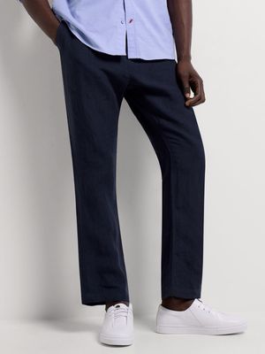 Fabiani Men's Navy Linen Pants