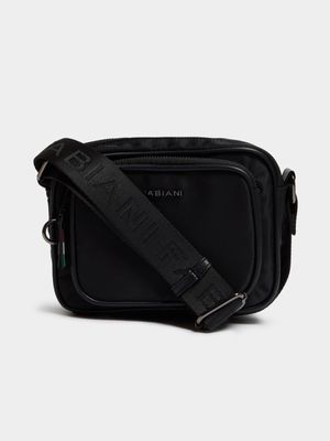 Fabiani Men's Black Monogram Nylon Crossbody Bag