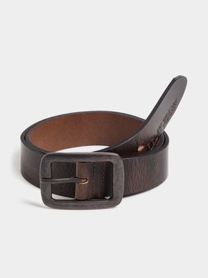 RJ Chocolate Garrison Buckle Leather Belt