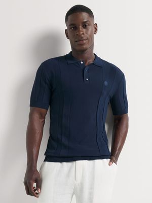 Fabiani Men's Navy Luxe Knit Polo Golfer