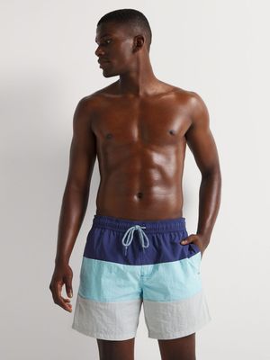 Men's Markham Colourblock 3 Panel Blue Swimshort