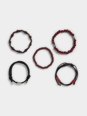 MKM BURGUNDY MATTE 5 PACK BRACELET SET