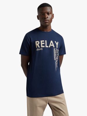 RJ Navy Slim Fit L Shape Branded T-Shirt