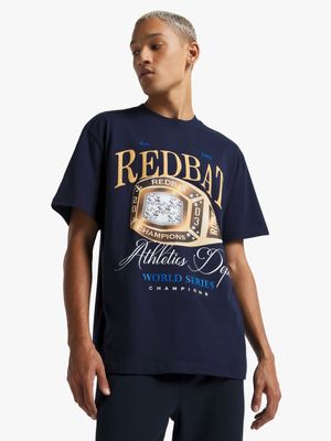 Redbat Athletics Men's Navy Relaxed Graphic T-Shirt