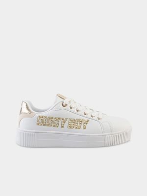 Women's Sissy Boy White Studded Sneakers