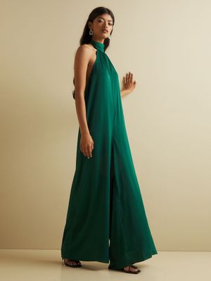 Women's Iconography Halterneck Jumpsuit Emerald