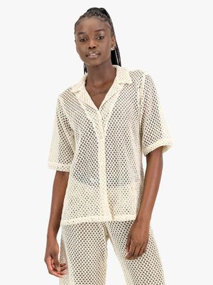 Women's Rosey & Vittori Cream Crochet Shirt