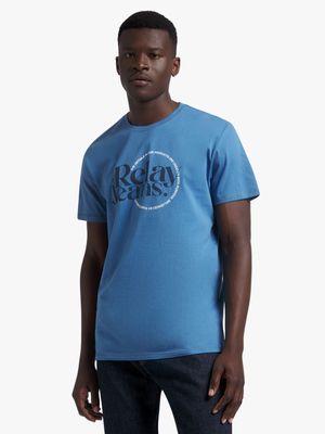 Men's Relay Jeans Circular Logo Denim Graphic Blue T-Shirt