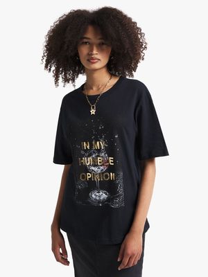 Women's Black 'In My Humble Opinion' Graphic Top