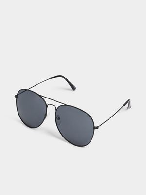 Jet Men's Black Aviator Sunglasses