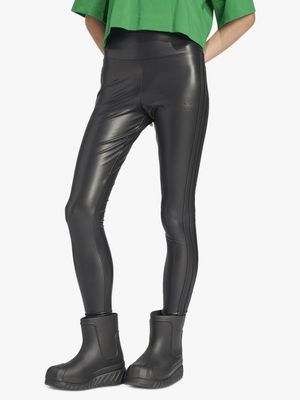 adidas Originals Women's Black Faux Leather Leggings