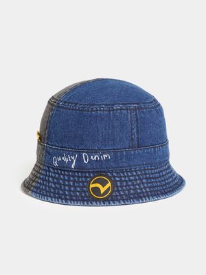 RJ Blue/Black Split Denim Bucket Hat