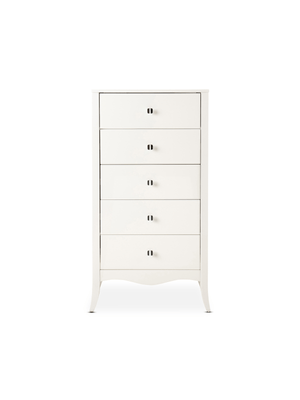 Scarlet 5 Drawer Tallboy White Lacquer