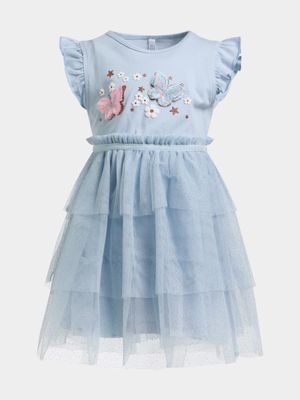 Older Girl's Light Blue  Butterfly Party Dress