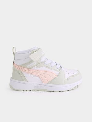 Kids Puma Rebound Lay Up White/Pink/Grey Sneaker