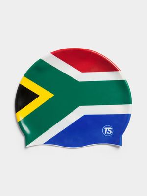 TS SA Flag Print Swim Cap