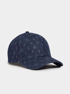 RJ Denim All Over Print 6 Panel Curve Peak Cap