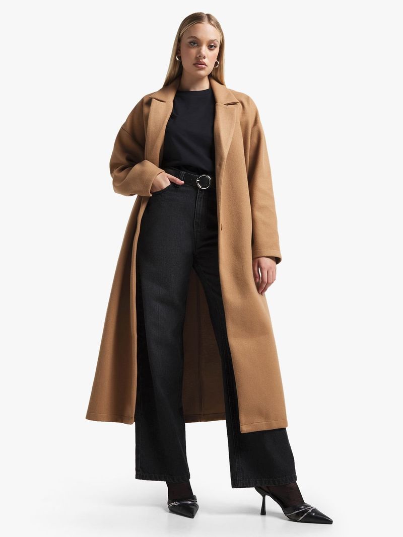 Women s Tan Longline Melton Coat Bash