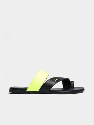 Womens Puma Bolero Black/Lime Slides