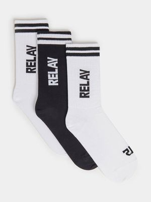 RJ White/Black 3PK LOGO Socks