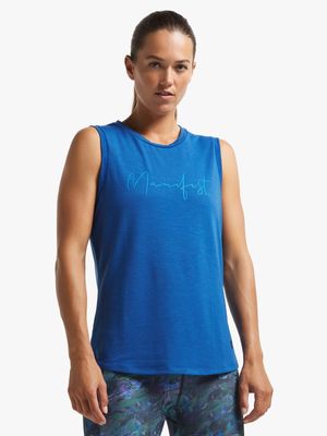 Womens TS Graphic Slub Blue Vest