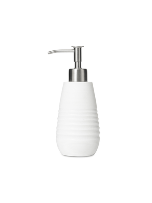 soap dispenser ridged variegated resin white19cm