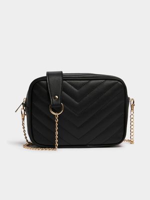 Women's Black Quilted Crossbody Bag