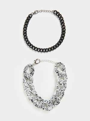 MKM White Splatter Print Chain Set