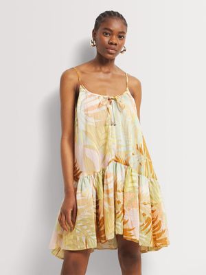 Short Tiered Hem Printed Sundress