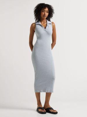 Y&G Rib Sleeveless Johnny Collar Dress