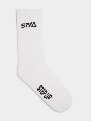 Men's Sneaker Factory Branded Rib With Logo White Sock