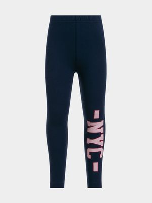 Jet Younger Girls Navy New York Leggings