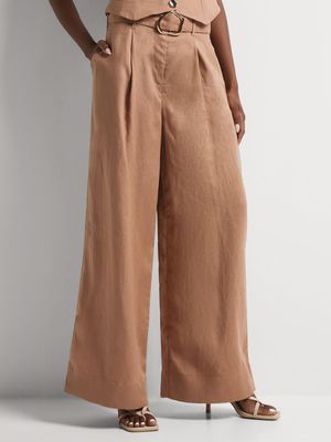 Luella Linen Wide Leg Belted Trousers