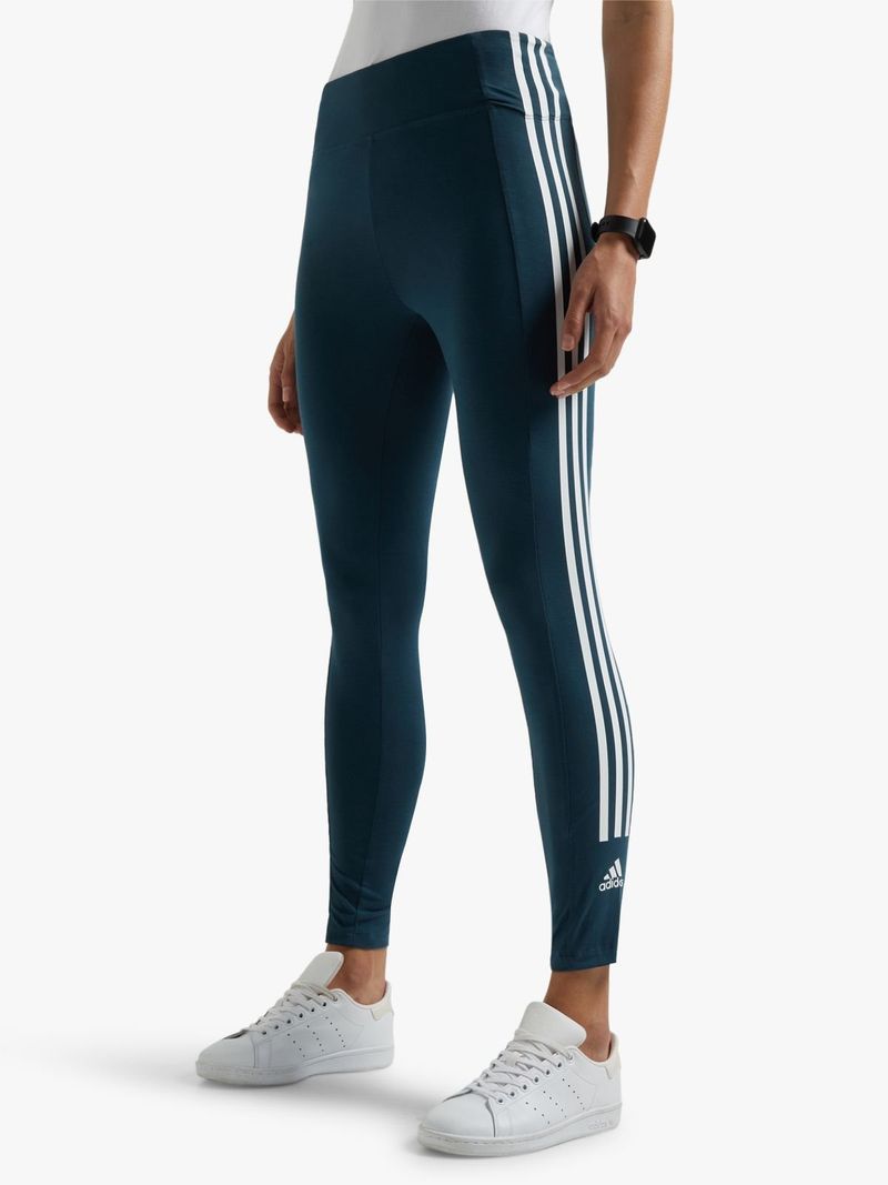 Womens adidas 3 Stripe High Waisted Teal Leggings Bash