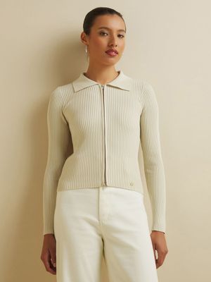 Women's Iconography Ribbed Zip Cardigan