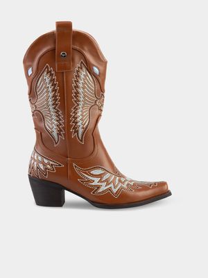 Women's Sissy Boy Brown Mid Shaft Western Boots