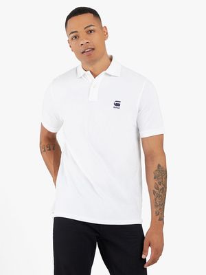 G-STAR WHITE DAEFON POLO SHORT SLEEVE STRETCH GOLFER