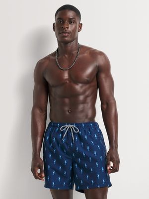 Men's Markham Seahorse Printed Blue Swimshort