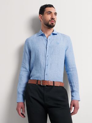 Fabiani Men's Blue Linen Shirt