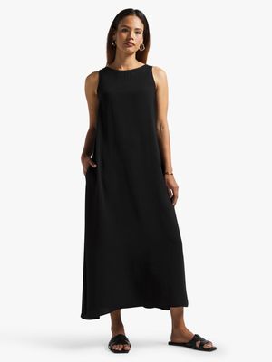 Women's Black Trapeze Sleeveless Dress