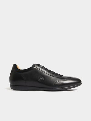 Fabiani Men's Black Leather Classic Racing Shoe