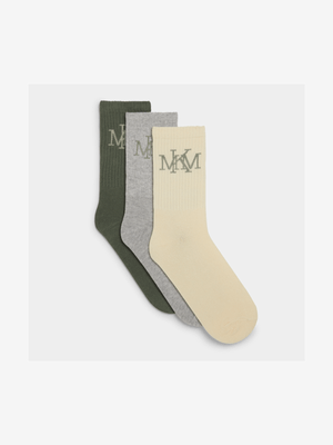 Men's MKM 3 Pack Shaft Multicolour Socks