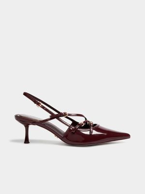 Luella Multi Strap Kitten Heel Slingback Courts