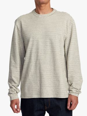 Men's RVCA Beige Vacancy Crew Long Sleeve T-shirt