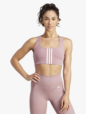 Womens adidas Powerimpact Medium Support Mauve Training Sports Bra